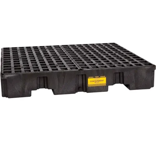 Eagle 1645B 4 Drum Low Profile Spill Containment Pallet - Black with Drain