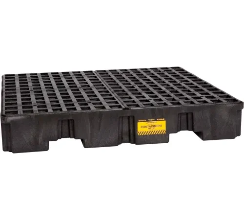 Eagle 1645BND 4 Drum Low Profile Spill Containment Pallet - Black no Drain