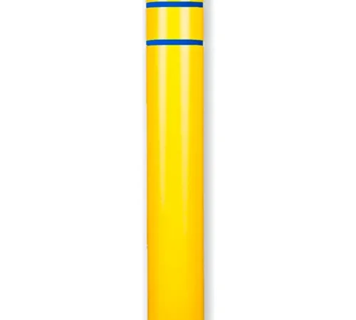 Post Guard® Bollard Cover 10 7/8" Dia. x 60" H, Yellow/Blue Tape