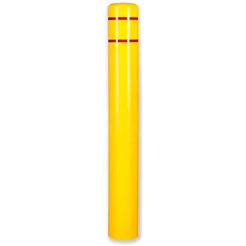 Post Guard Bollard Cover 3507R, 10-7/8"Dia. X 60"H, Yellow W/Red Tape