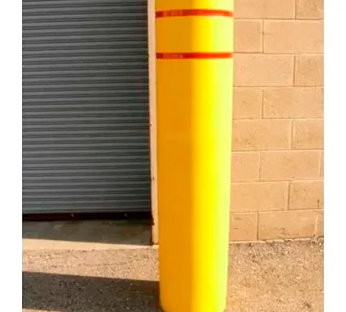 Post Guard® Bollard Cover 4502YW, 12-3/4"Dia. X 60"H, Yellow W/White Tape