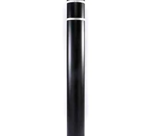 Tall black bollard post with white bands