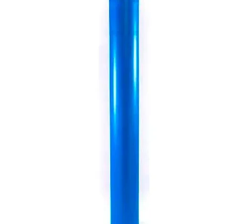 Tall blue cylindrical tube on white background