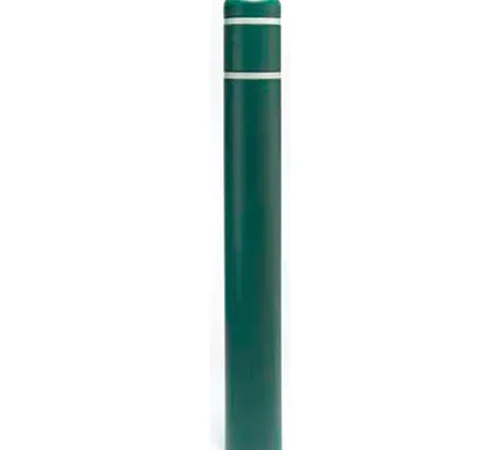 Green bollard with white reflective bands