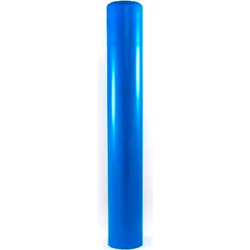 Blue cylindrical plastic tube on white background