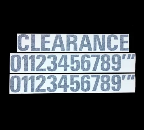 Encore Commercial Products Height Guard "CLEARANCE" Lettering Kit with Numbers, 22-1/2"L, Black