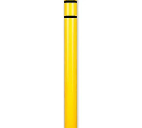 Yellow bollard post with black bands