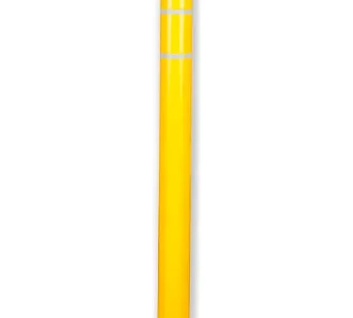 Yellow reflective safety post on white background