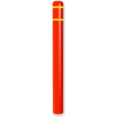 Post Guard Bollard Cover 4.5"Dia. x 64" H, Red/Yellow Tape