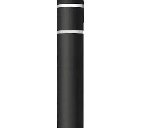 Tall black bollard with white reflective bands