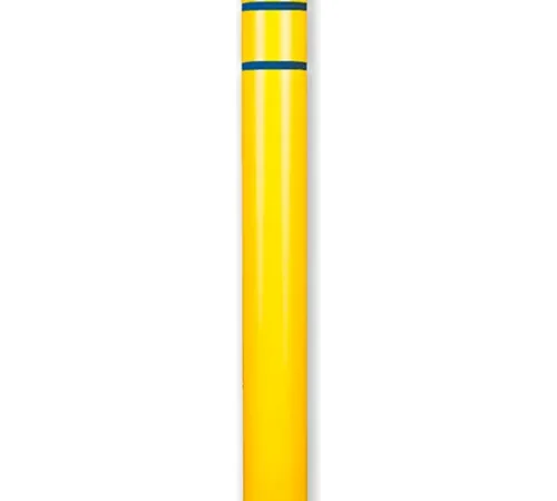 Yellow bollard post with dark bands