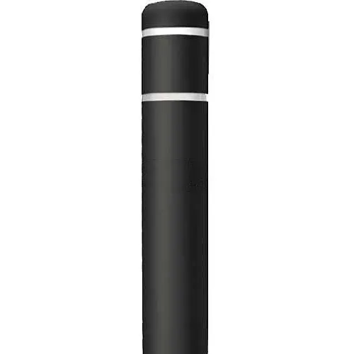 Black bollard post with white reflective bands