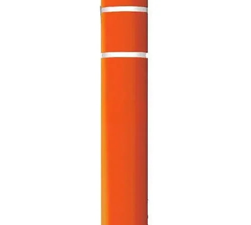 Orange bollard with white reflective bands