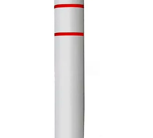 White bollard with two red bands
