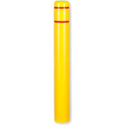 Post Guard Bollard Cover CL1386N, 7"Dia. X 72"H, Yellow W/Red Tape