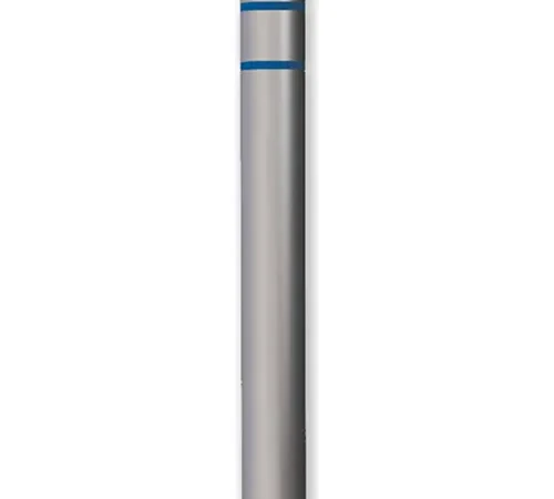 Stainless steel bollard with blue stripes
