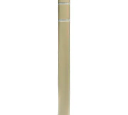 Tan bollard post with silver reflective bands