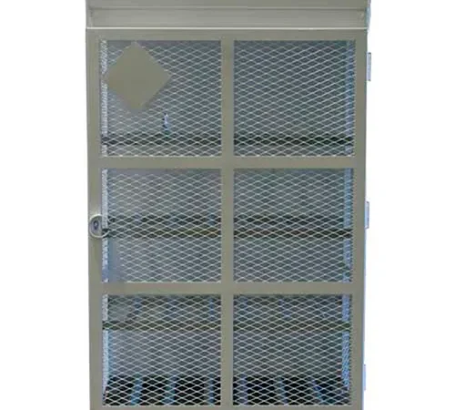12 Capacity, 33 Lbs. Cylinders, High Security Steel Gas Cylinder Cage, 44"W x 30"D x 68"H, White