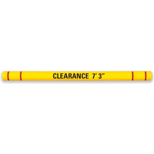 Yellow height clearance bar labeled 7'3