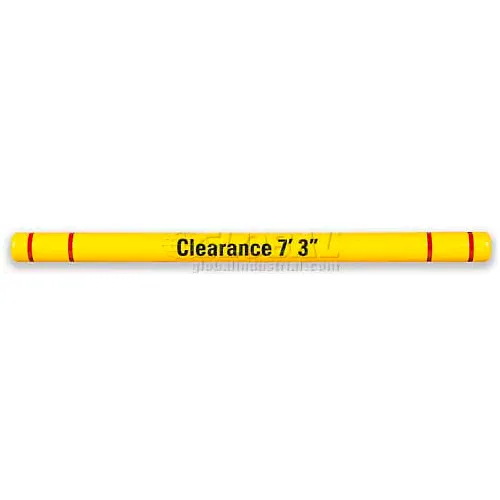 Yellow overhead clearance bar marked 7'3