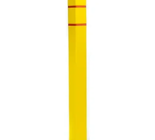 Post Guard? Bollard Cover SQ455YR, 4-1/2"Dia. X 55"H, Yellow W/Red Tape, Square