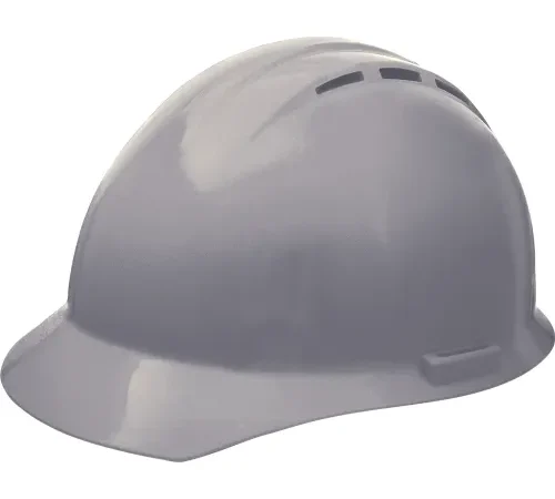 Gray vented construction hard hat