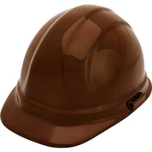 Brown construction hard hat on white background
