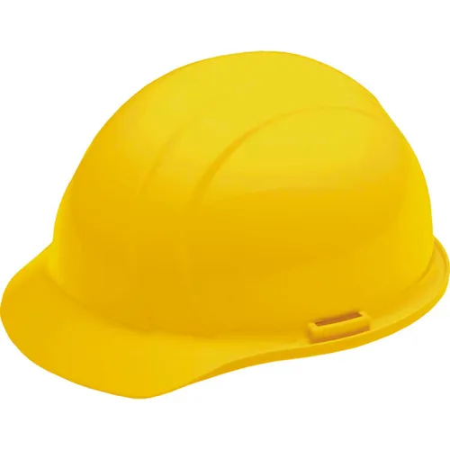 Yellow construction hard hat on white background