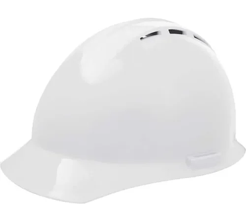 White construction safety helmet