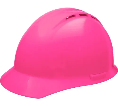 Bright pink construction safety hard hat