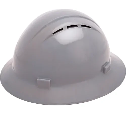 Light gray vented construction safety hard hat