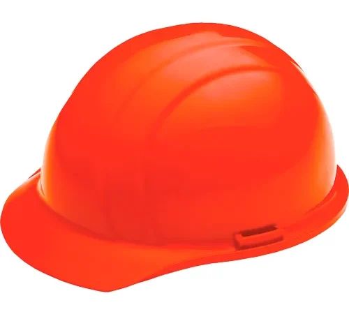 Bright orange construction hard hat