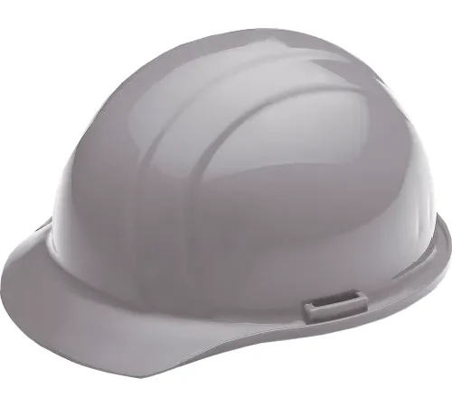 Gray construction hard hat on white background