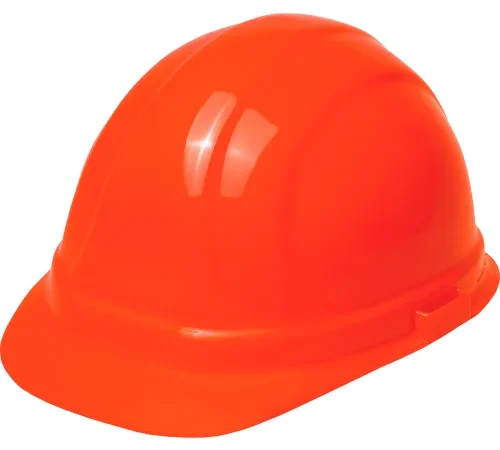 Bright orange construction hard hat