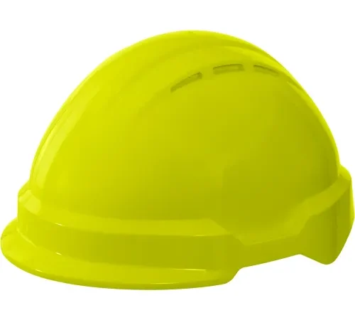 Delta Plus Americana Climbing PEAK Safety Helmet, Type 1, 4-Point Ratchet Suspension, Hi-Viz Yellow