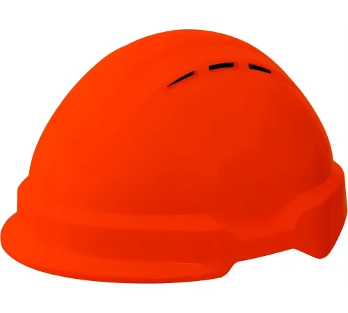 Orange construction hard hat on white background