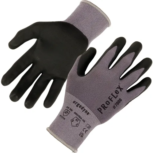 Pair of gray nitrile-coated work gloves