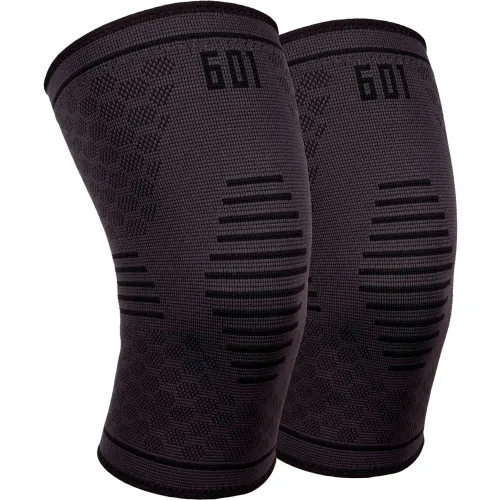 Pair of black knee compression sleeves