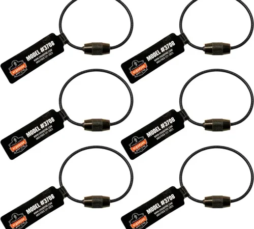 Ergodyne? Squids? 3708 Wire Tool Tail with Screw Gate, 3 lb. Cap., Black, Pack of 6 - Pkg Qty 6
