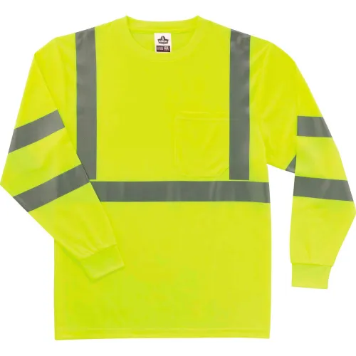 Ergodyne GloWear 8391 Class 3 Long Sleeve T-Shirt, Lime, 3XL
