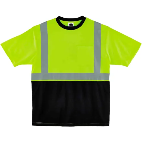 Ergodyne® GloWear® 8289BK Hi-Vis T-Shirt, Black Bottom, Class 2, 4XL, Lime