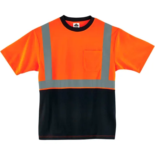 Ergodyne® GloWear® 8289BK Hi-Vis T-Shirt, Black Bottom, Class 2, M, Orange