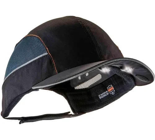 Ergodyne® Skullerz® 8960 Bump Cap W/LED Lighting Technology, Black, Long Brim, One Size