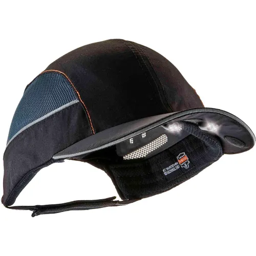 Ergodyne® Skullerz® 8960 Bump Cap W/LED Lighting Technology, Black, Long Brim, One Size