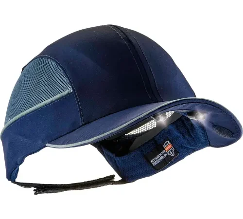 Ergodyne® Skullerz® 8960 Bump Cap W/LED Lighting Technology, Navy, Long Brim, One Size
