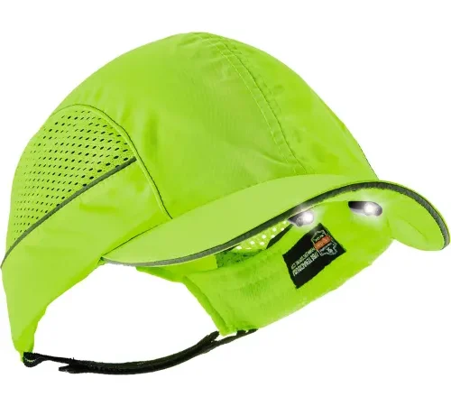Ergodyne® Skullerz® 8960 Bump Cap W/LED Lighting Technology, Lime, Long Brim, One Size