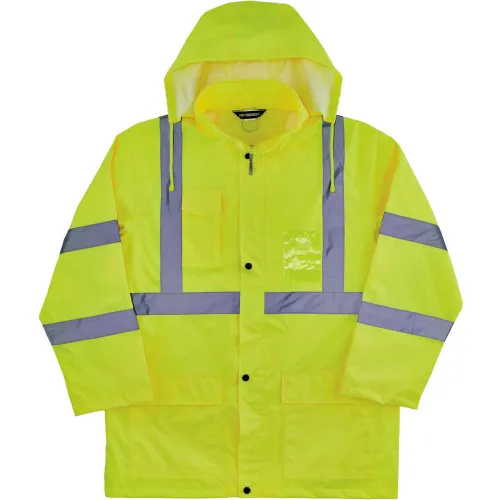 Ergodyne® 8366 Glowear® Type R Class 3 Lightweight Hi-Vis Rain Jacket, Lime, 4XL