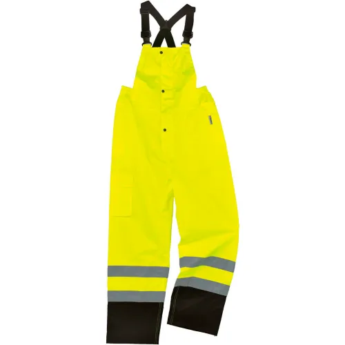 Ergodyne®GloWear® 8918BK Class E Hi-Vis Rain Overalls, Lime, L, 25014