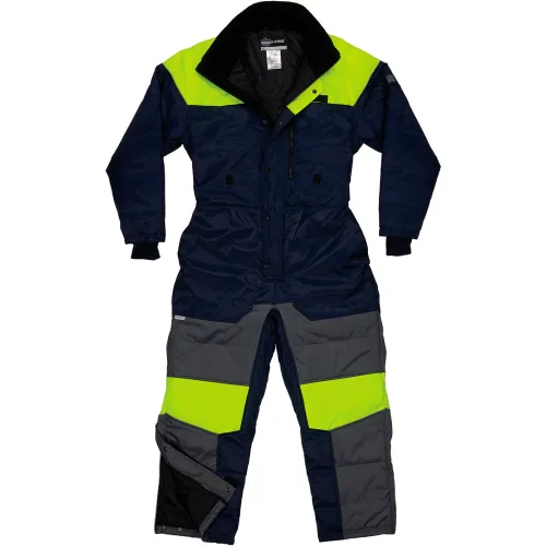 Navy high-visibility insulated coverall suit