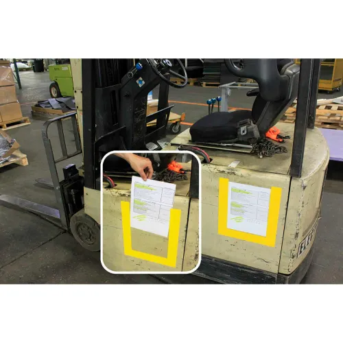 DuraStripe® DuraView 3 Sided Signage System, Short Side Open, Yellow Frame, 10/Pack